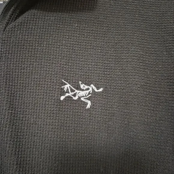 Arc'teryx Men's Large Delta LT Half Zip Waffle Polartec Fleece Black Base Layer - Picture 2 of 8